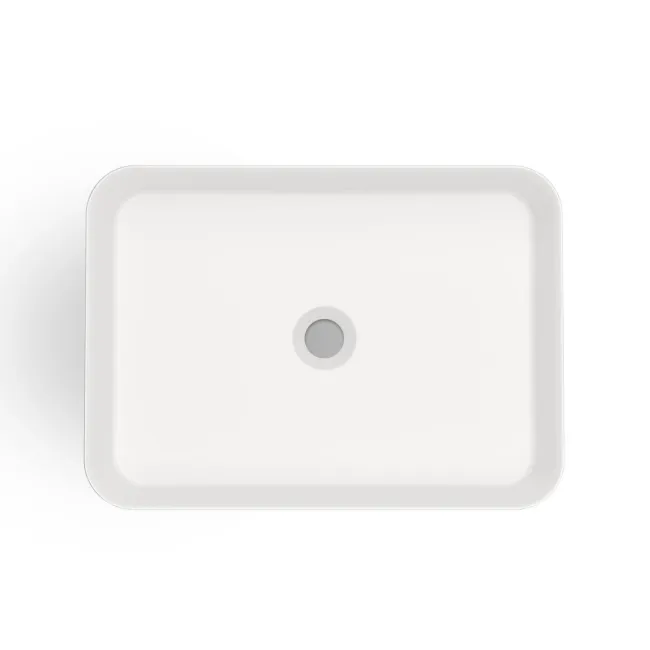 Missouri Matt White Rectangular Counter Top Stone Basin 500x360mm