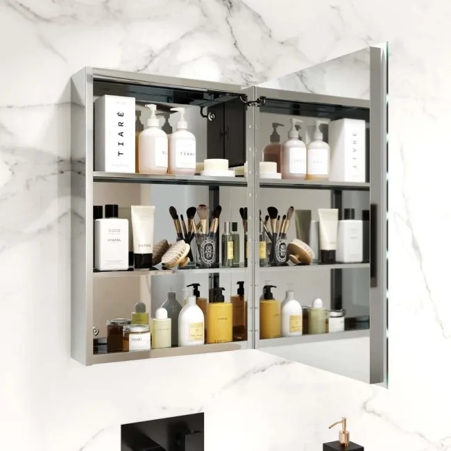 Madison Battery Powered Illuminated LED Cloakroom Mirror Cabinet 600x400mm