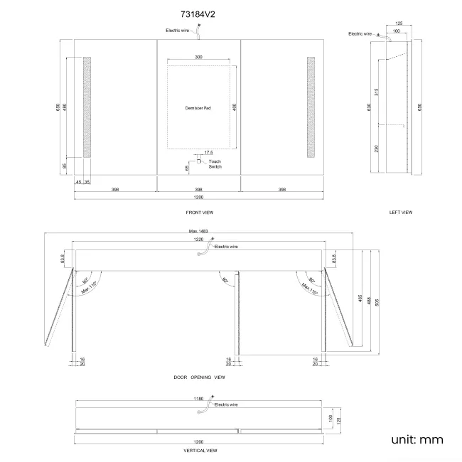 Emielia Illuminated LED Mirror Cabinet 650x1200mm