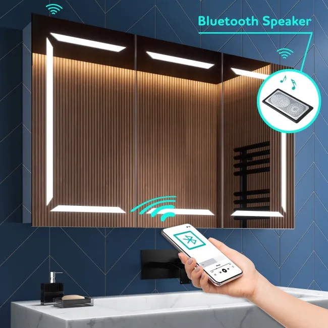 Haisley Illuminated LED Mirror Cabinet With BLUETOOTH Speaker 650x1200mm