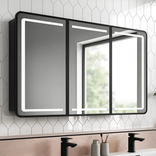 Olivia Black Framed Illuminated LED Mirror Cabinet 710x1200mm