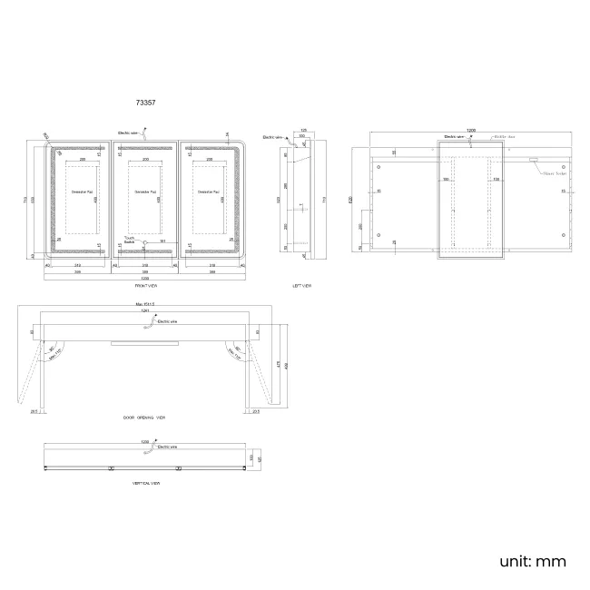 Olivia Matt Brass Illuminated LED Mirror Cabinet 710x1200mm