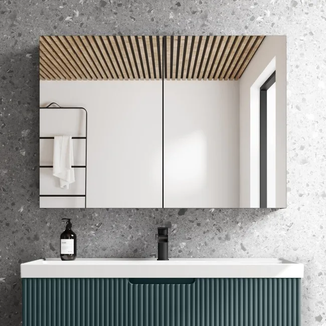 Esme Matt Black Recessed Mirror Cabinet 700x1000mm