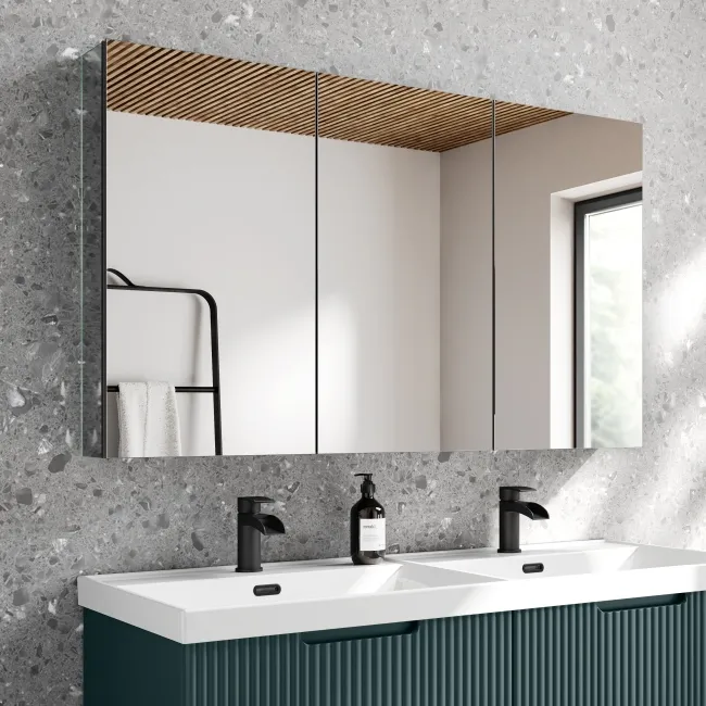 Esme Matt Black Recessed Mirror Cabinet 700x1200mm