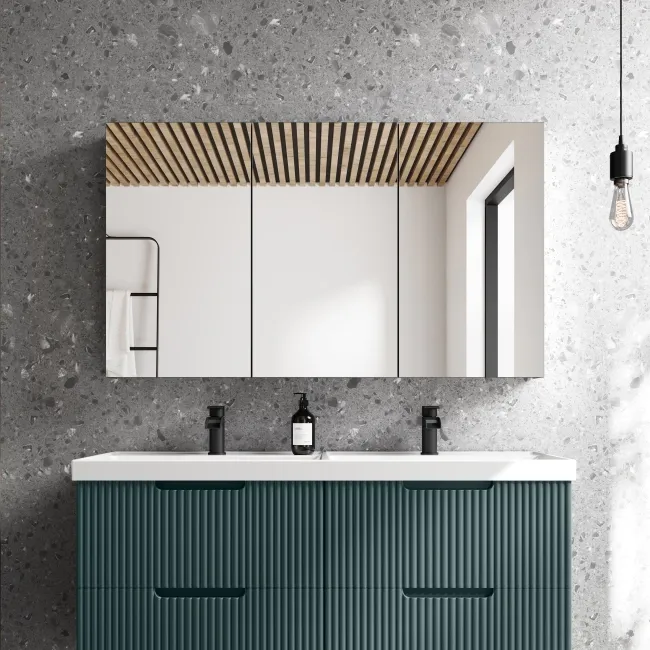 Esme Matt Black Recessed Mirror Cabinet 700x1200mm