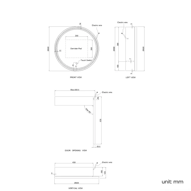 Mollie Matt Brass Round Illuminated LED Mirror Cabinet 500mm