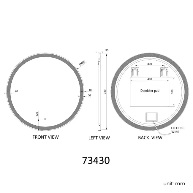 Delilah Brushed Brass Round Illuminated LED Mirror 800mm