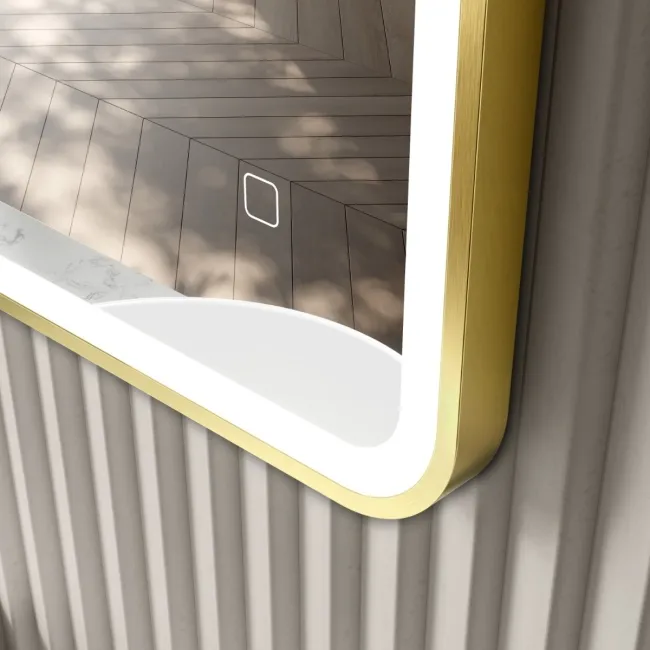 Mila Brushed Brass Illuminated LED Mirror 600x1000mm