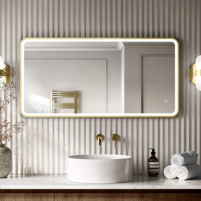 Mila Brushed Brass Illuminated LED Mirror 600x1200mm