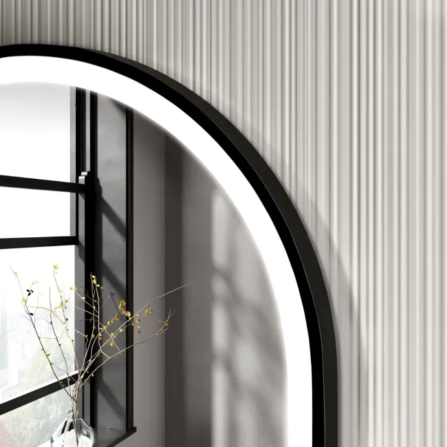 Ada Pill Black Framed Illuminated LED Mirror 900x500mm