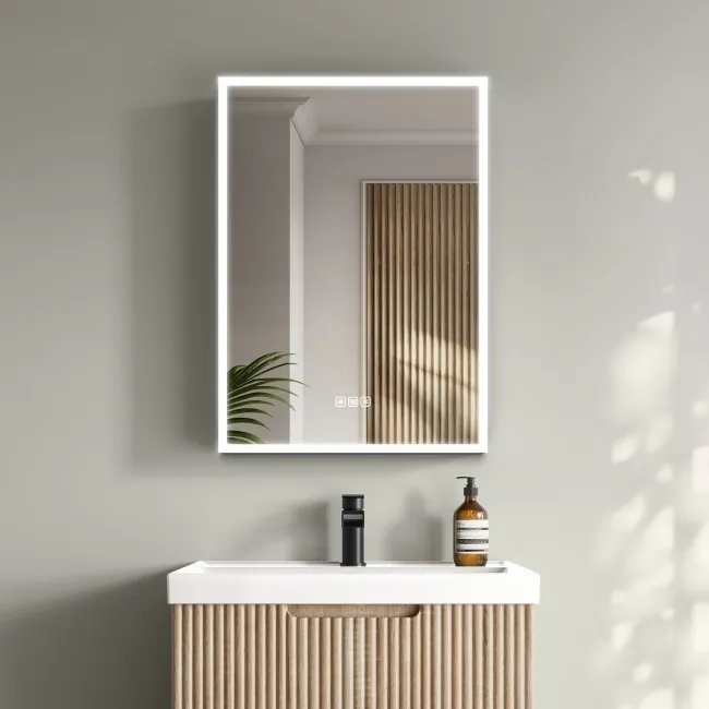Esme Matt Black Illuminated LED Mirror Cabinet With BLUETOOTH Speaker 700x500mm