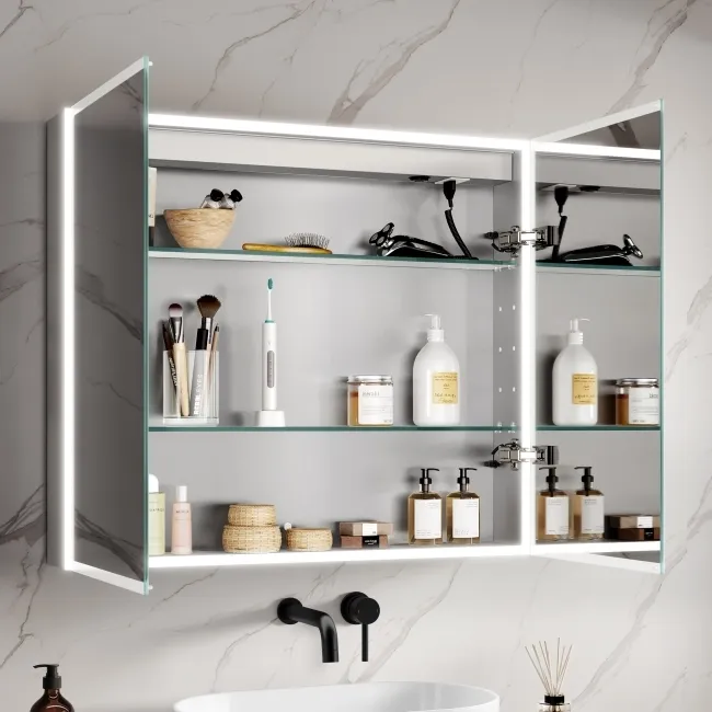 Margot Illuminated LED Mirror Cabinet With BLUETOOTH Speaker & USB Port 700x800mm