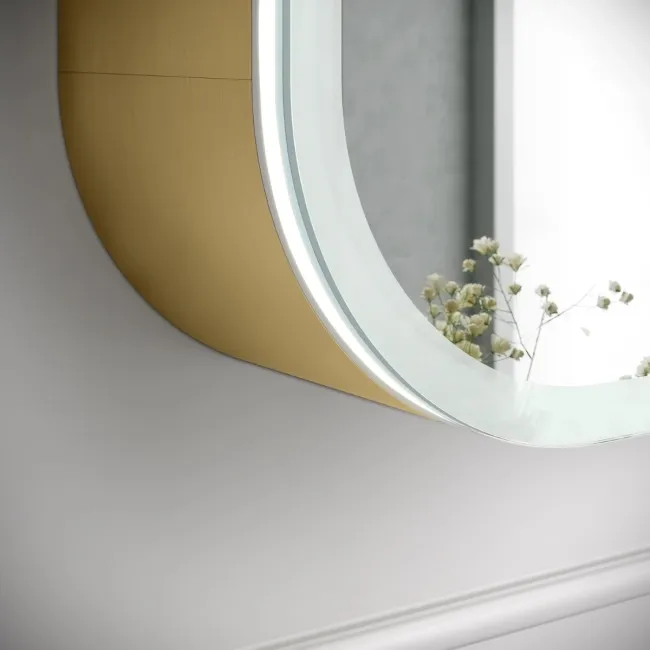 Willow Brushed Brass Illuminated LED Mirror Cabinet 700x600mm