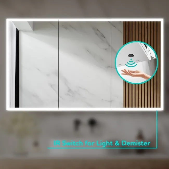 Willow Brushed Brass Illuminated LED Mirror Cabinet 700x600mm
