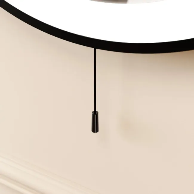 Delilah Battery Powered Black Framed Round Illuminated LED Mirror 500mm