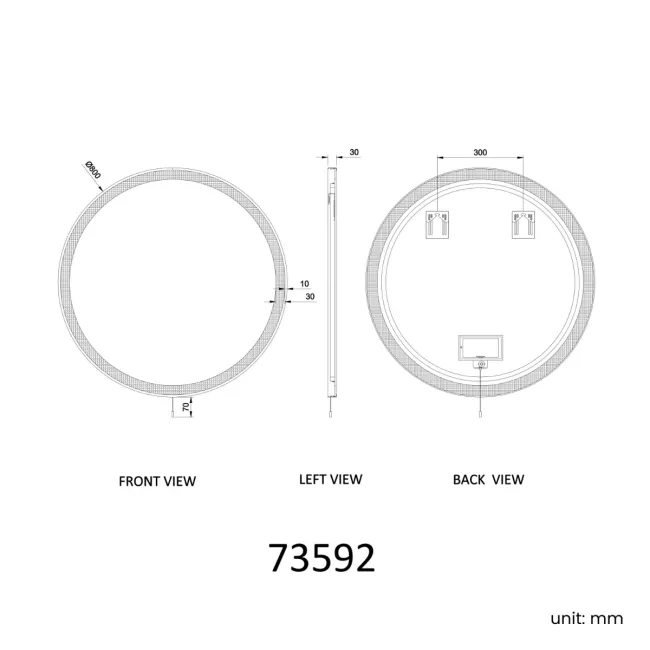 Delilah Battery Powered Brushed Brass Round Illuminated LED Mirror 800mm