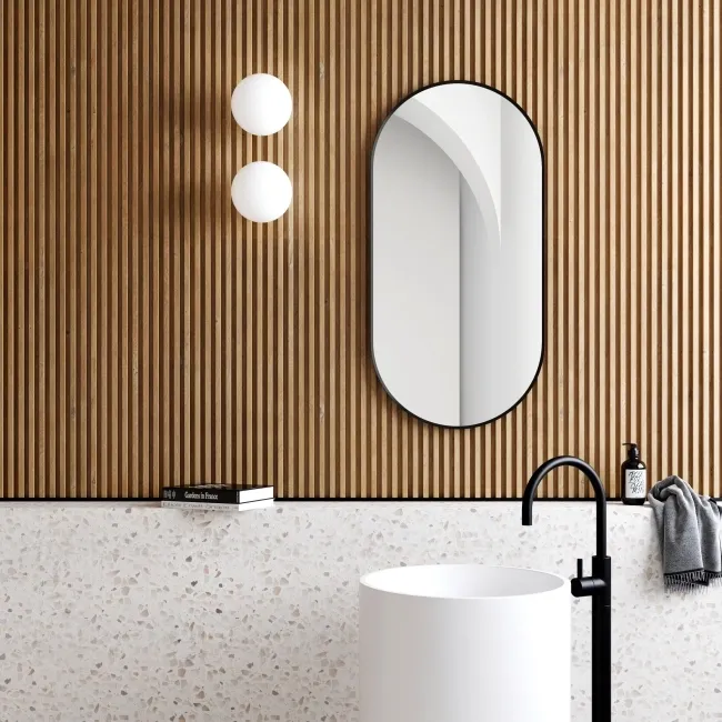 Adele Pill Matt Black Mirror 1000x500mm
