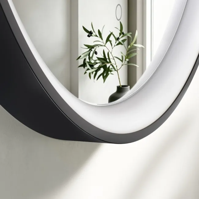 Libby Matt Black Round Illuminated LED Mirror 780mm