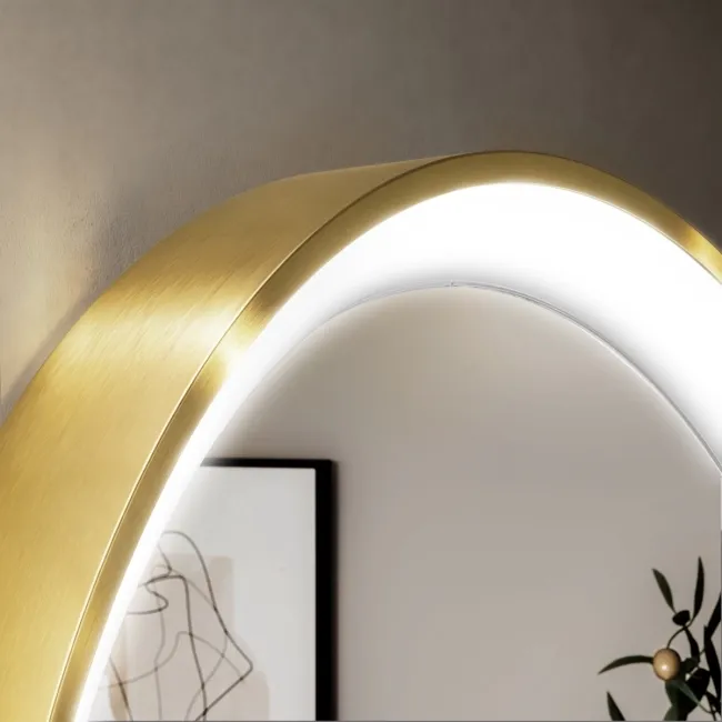 Libby Brushed Brass Round Illuminated LED Mirror 780mm