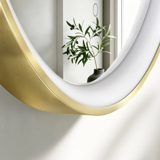 Libby Brushed Brass Round Illuminated LED Mirror 780mm