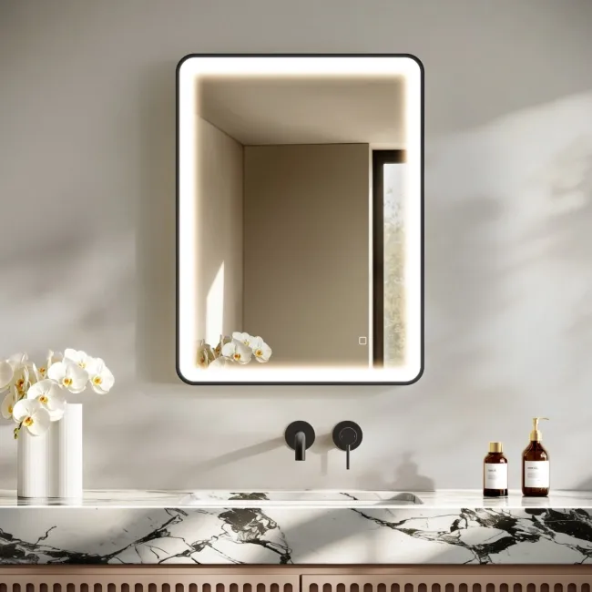 Libby Matt Black Illuminated LED Mirror 800x600mm