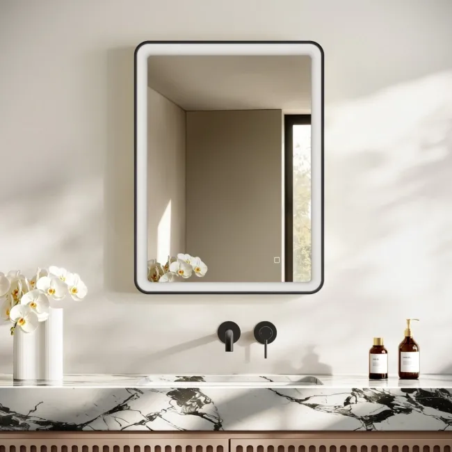 Libby Matt Black Illuminated LED Mirror 800x600mm