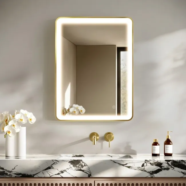 Libby Brushed Brass Illuminated LED Mirror 800x600mm