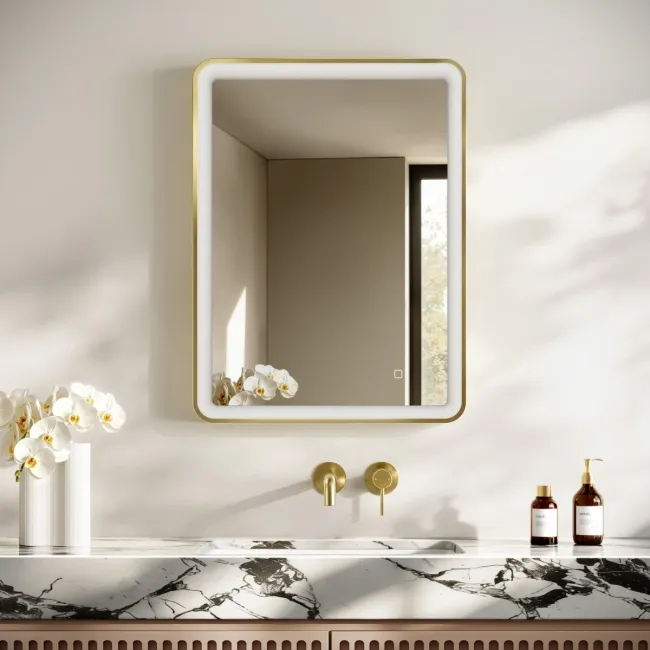 Libby Brushed Brass Illuminated LED Mirror 800x600mm