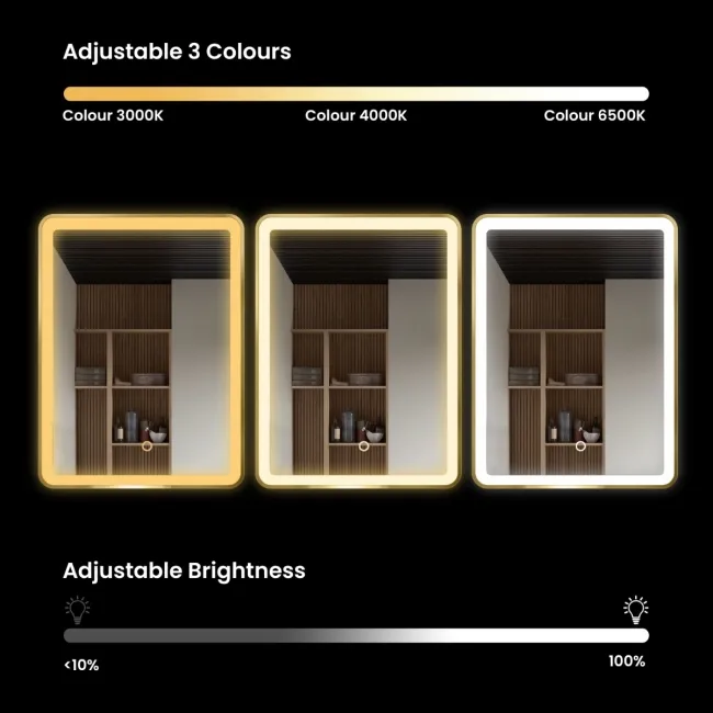 Libby Brushed Brass Illuminated LED Mirror 800x600mm