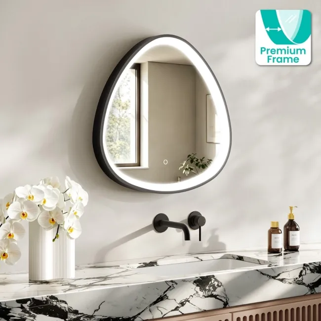 Libby Matt Black Illuminated LED Mirror 608x615mm