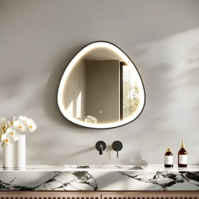 Libby Matt Black Illuminated LED Mirror 608x615mm