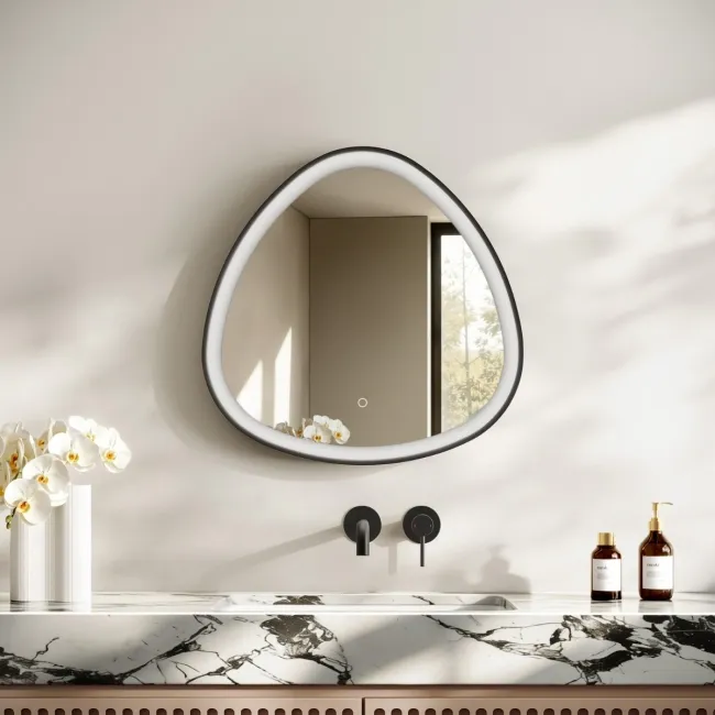 Libby Matt Black Illuminated LED Mirror 608x615mm