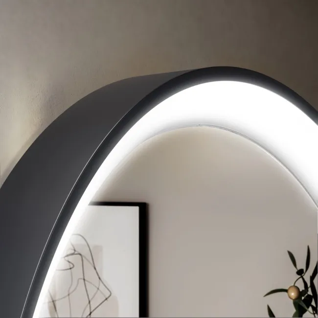 Libby Matt Black Illuminated LED Mirror 608x615mm