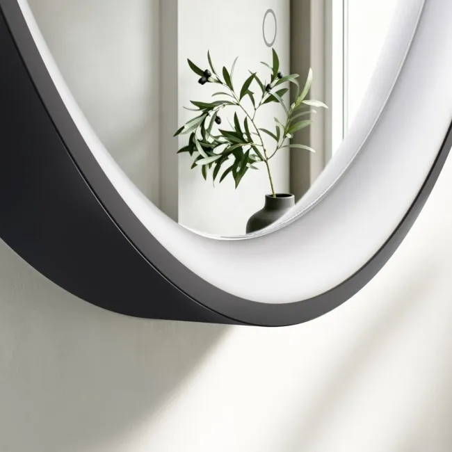 Libby Matt Black Illuminated LED Mirror 608x615mm