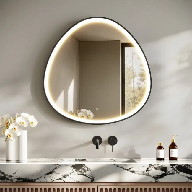 Libby Matt Black Illuminated LED Mirror 806x813mm