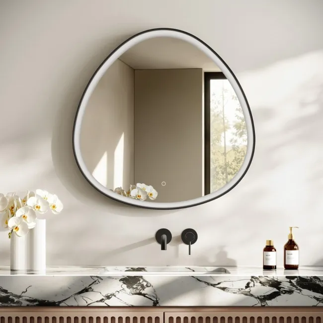 Libby Matt Black Illuminated LED Mirror 806x813mm