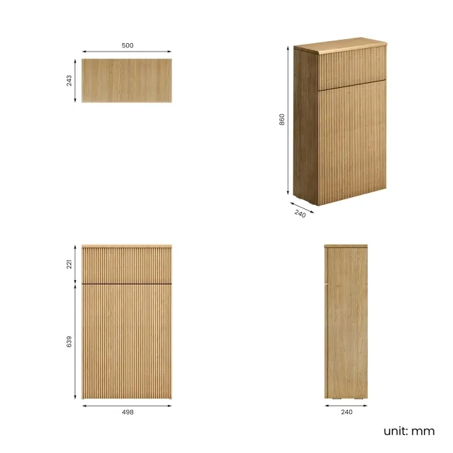 Sicily Fluted Country Oak 500 Toilet Unit
