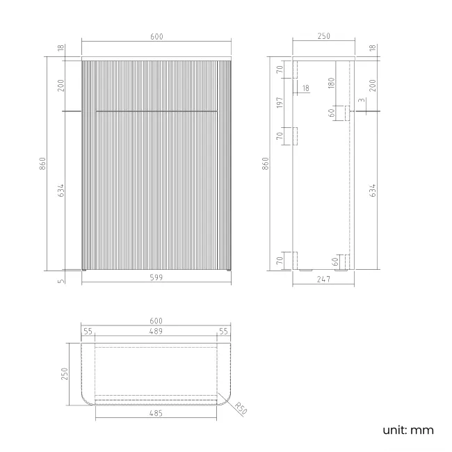 Sorrento Black Walnut 600 Toilet Unit