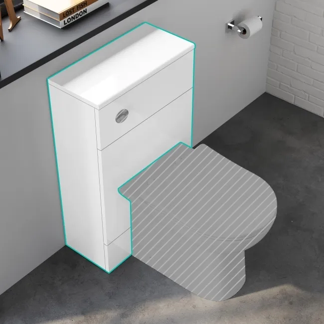 100% Waterproof - Harper Gloss White PVC Back To Wall Toilet Unit 500mm