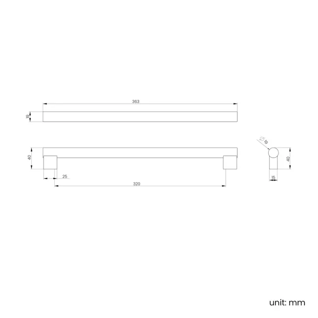Chrome Handle for Omaha Wall Hung Drawer Vanity 600mm