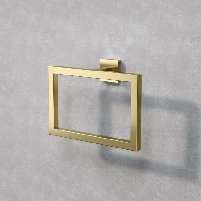 Isla Brushed Brass Square Towel Ring