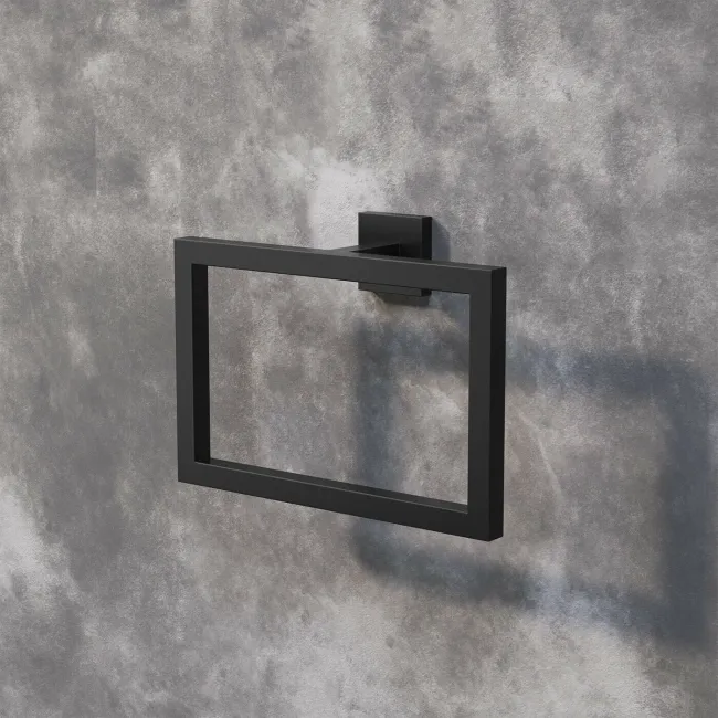 Isla Matt Black Toilet Roll Holder & Towel Ring