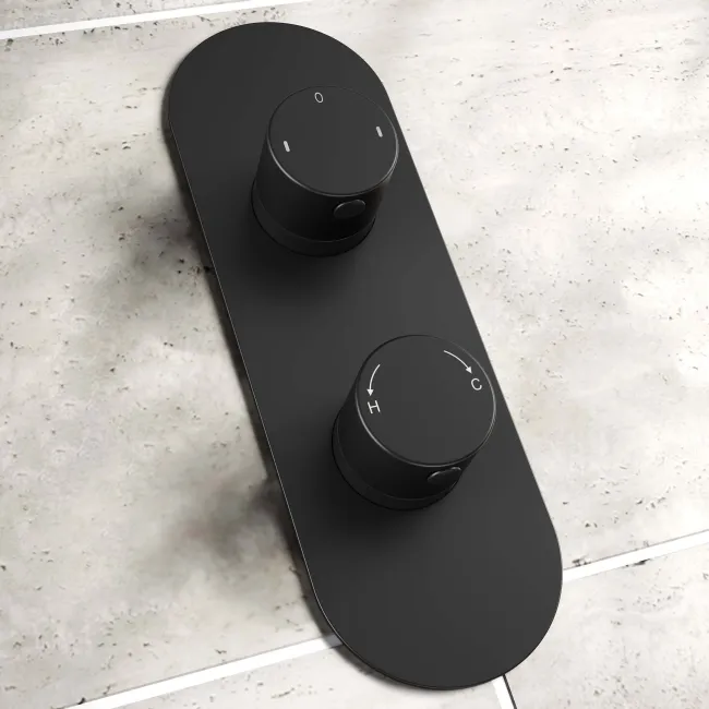Ballina Premium Matt Black Round Thermostatic Shower Set - 200mm Head & Hand Shower