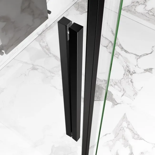 Stockholm Matt Black Easy Clean 8mm Frameless Sliding Shower Enclosure 1000x800mm