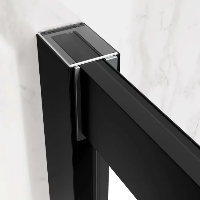 Hamburg Matt Black Easy Clean 8mm Sliding Shower Enclosure 1400x900mm - Easy Fix