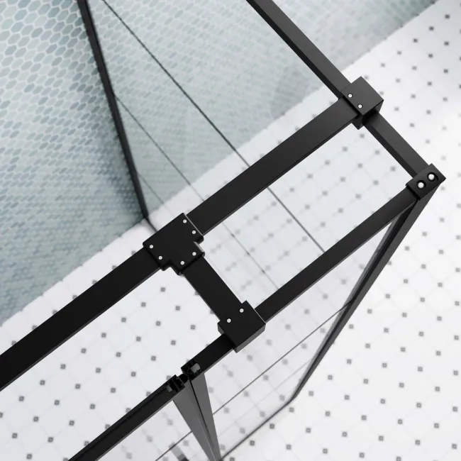 Toulon Matt Black Grid Easy Clean 6mm Pivot Shower Enclosure 1200x800mm