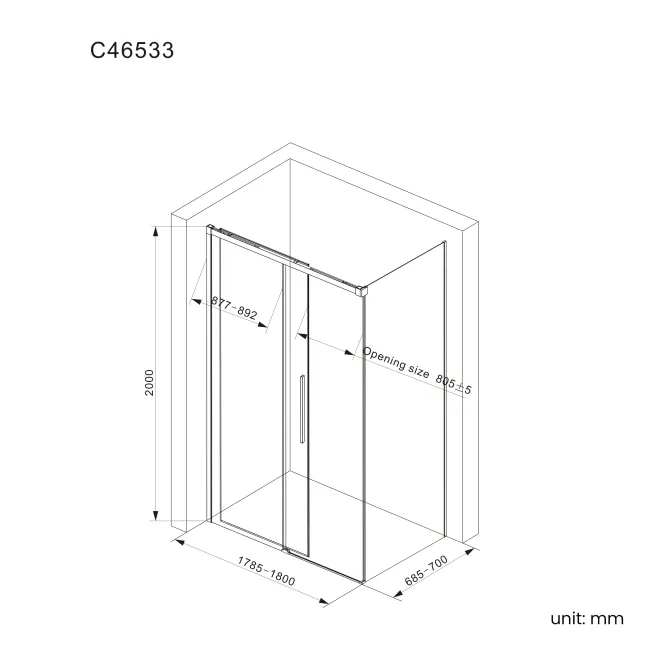 Lisbon 8mm Sliding Shower Enclosure 1800x700mm