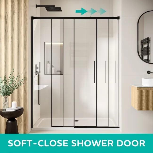 Lisbon Matt Black 8mm Sliding Shower Enclosure 1500x900mm