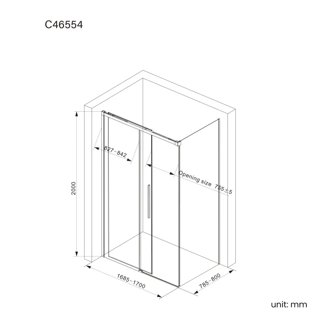 Lisbon Matt Black 8mm Sliding Shower Enclosure 1700x800mm