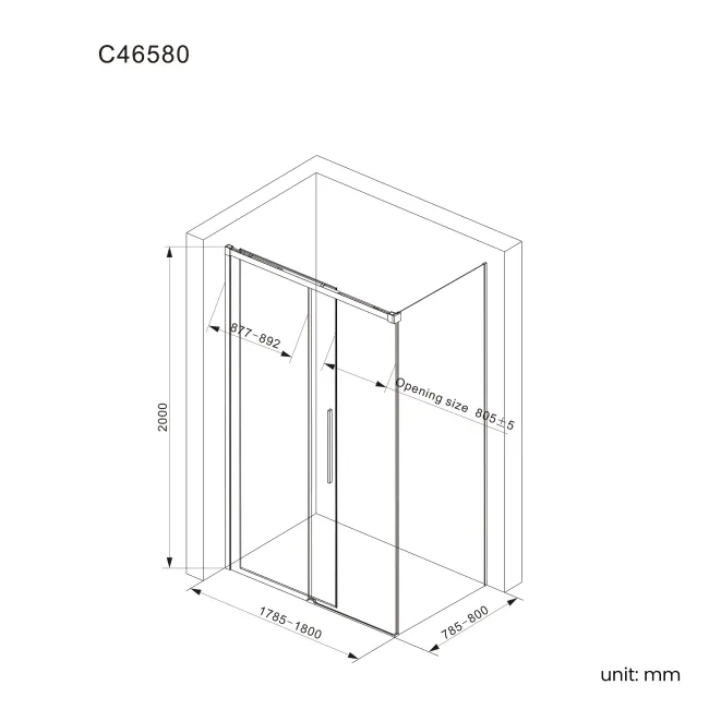 Lisbon Brushed Brass 8mm Sliding Shower Enclosure 1800x800mm